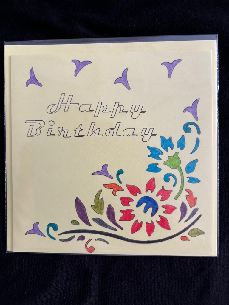 Geburtstagkarte gelb mit Muster