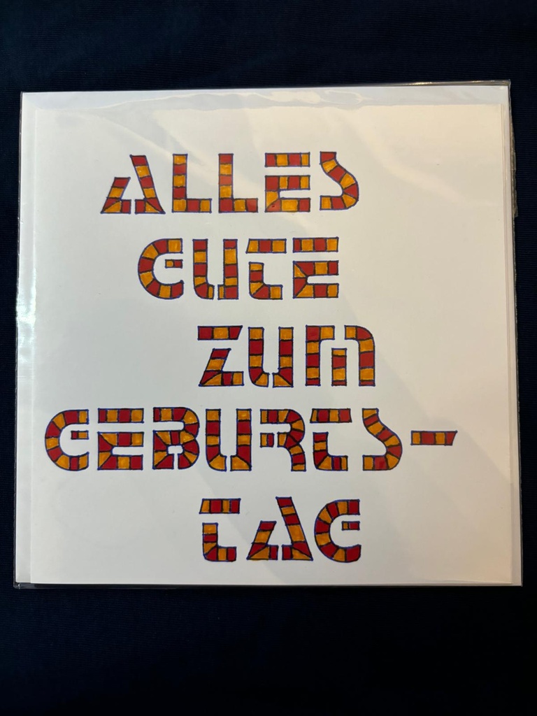 Geburtstagskarte rot/gelb kariert