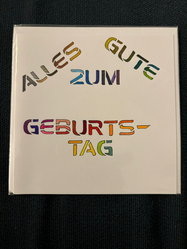Geburtstagskarte Regenbogentext