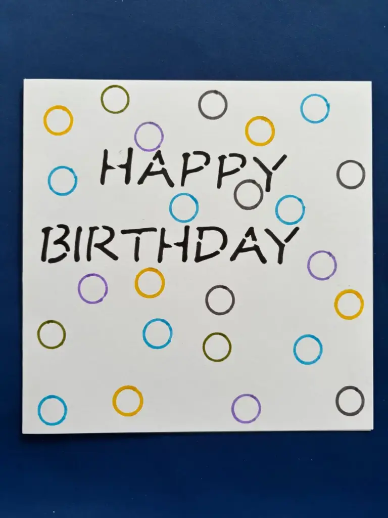 Geburtstagskarte mit farbigen Punkte