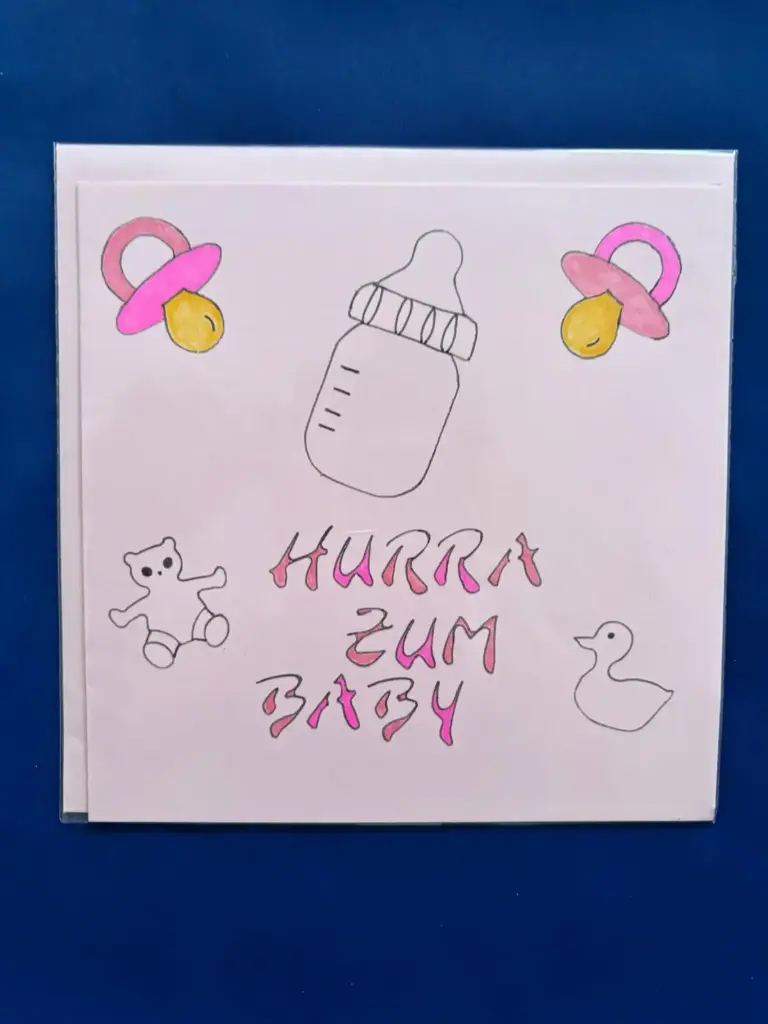 Glückwunschkarte zum Baby rosa