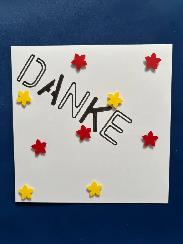 Dankeskarte mit Blumen rot und gelb