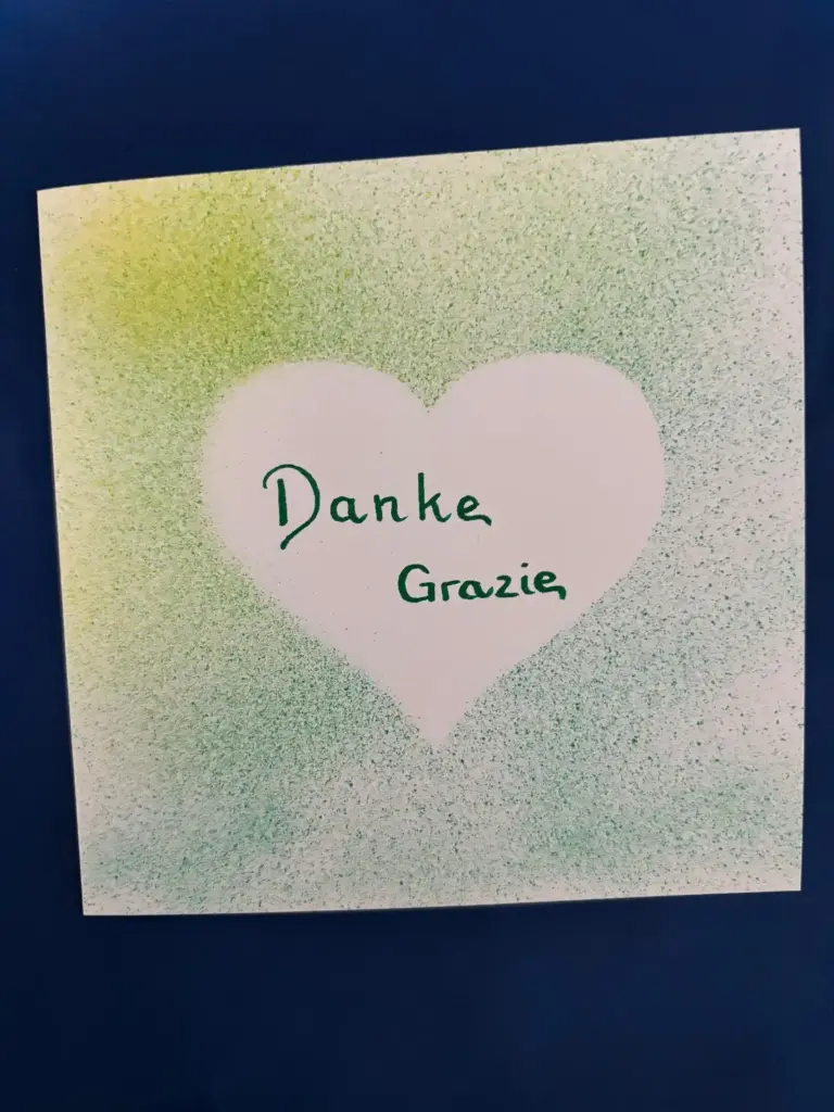 Dankeskarte mit grünem Herz