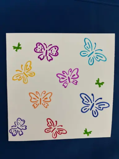 Blankokarte mit farbigen Schmetterlinge