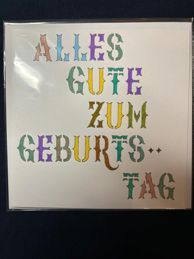 Geburtstagskarte farbig mit alter Schrift