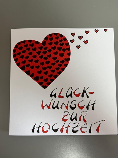 Hochzeitskarte rot/schwarz mit Herz