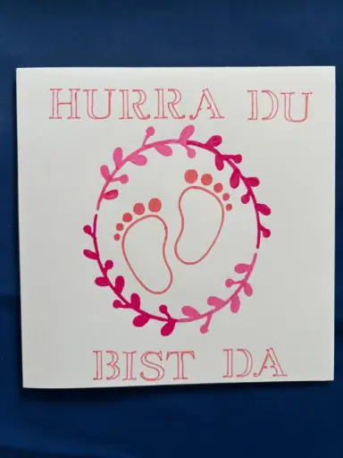 Glückwundkarte zum Baby mit rosa Füssen