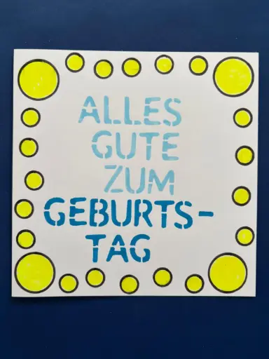 Geburtstagskarte mit gelben Punkten