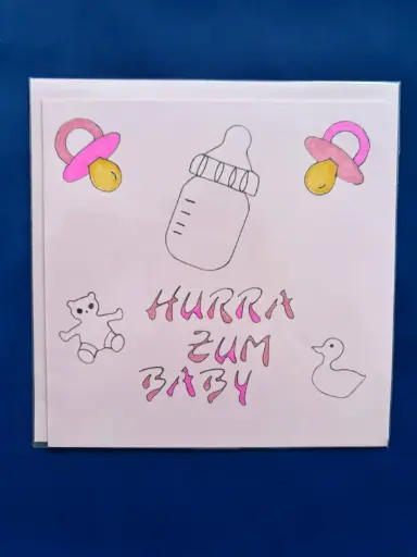 Glückwunschkarte zum Baby rosa