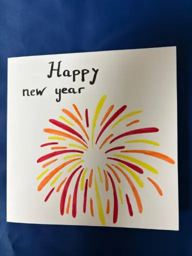 Neujahrskarte mit Feuerwerk