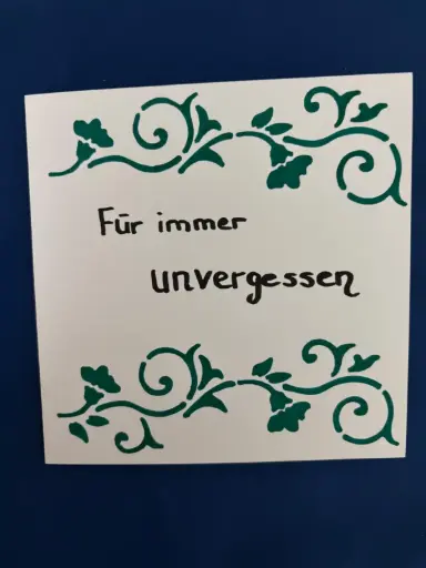 Trauerkarte mit grüner Verziehrung